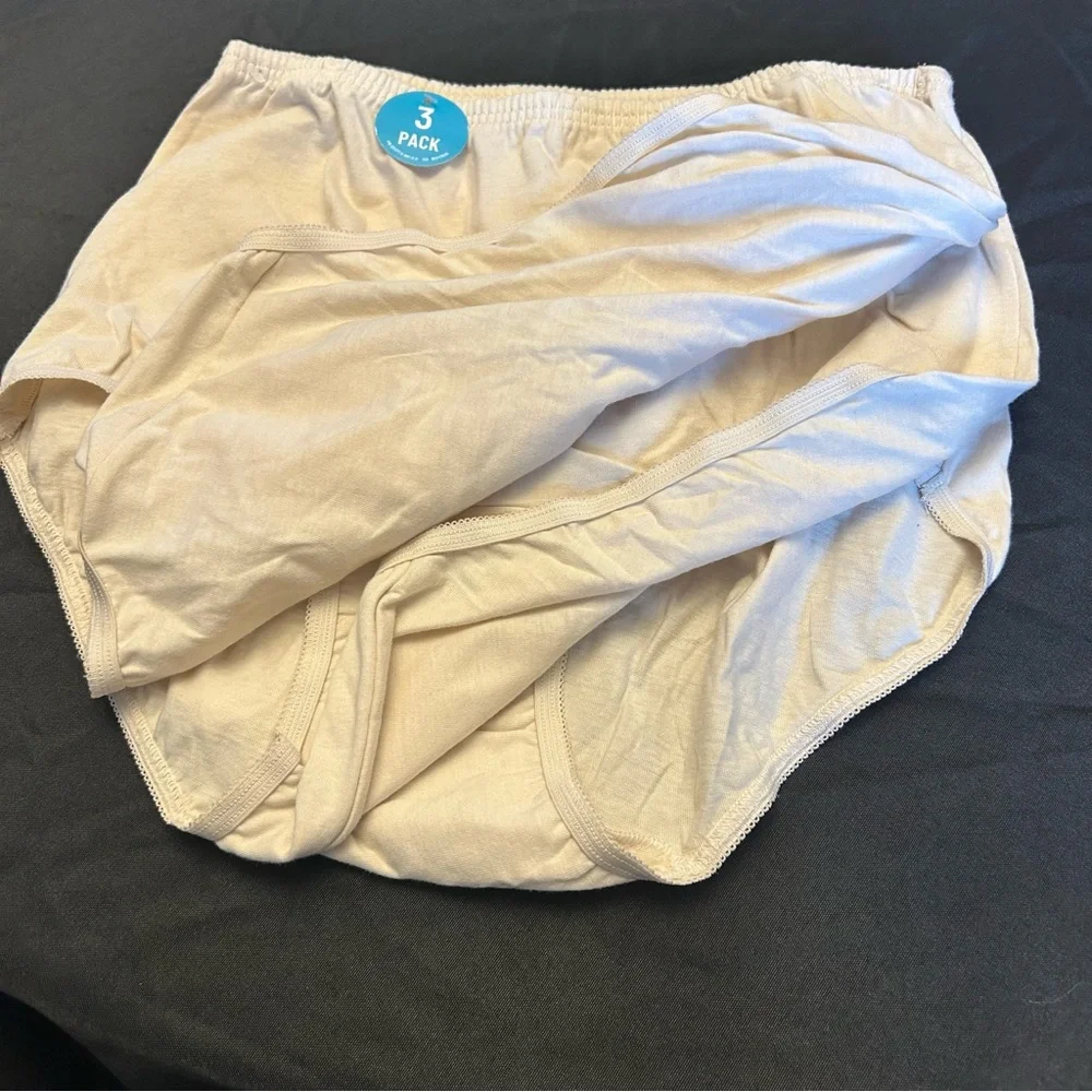 Vanity Fair Women High Waisted Underwear 3 Pk Brief Beige Panty 6/M 6 Cotton New - Picture 3 of 4